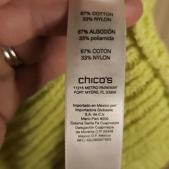 Chico's Neon Yellow Open Front Cardigan Sweater Medium - Picture 7 of 7